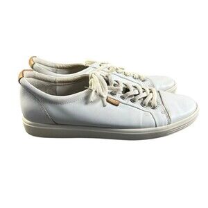 ECCO Soft 7 Shoes Women's Size 9.5 White Leather Comfort Lace Up Casual Sneakers